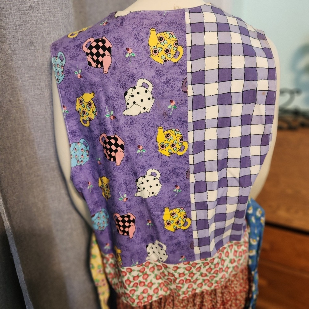 Hand Made Patchwork Granny Tea Party Quilted Vest Embellished Applique Cottage - Picture 8 of 15